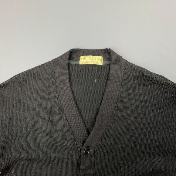 Vtg Wool 50s Revere Yellow K Varsity Cardigan Sweater Men Large Letterman Black - Picture 4 of 11